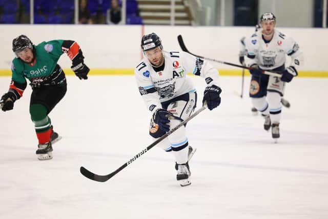 BACK IN THE GAME: Jason Hewitt's return to the line-up for the 5-1 home defeat to Telford Tigers was a major plus for Sheffield Steeldogs. Picture courtesy of Peter Best/Steeldogs Media.