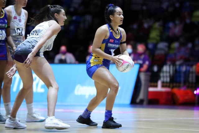 Great season: Rhinos, including Brie Grierson, reached the play-offs in their inaugural season of the Vitality Netball Superleague. (Photo by Morgan Harlow/Getty Images)