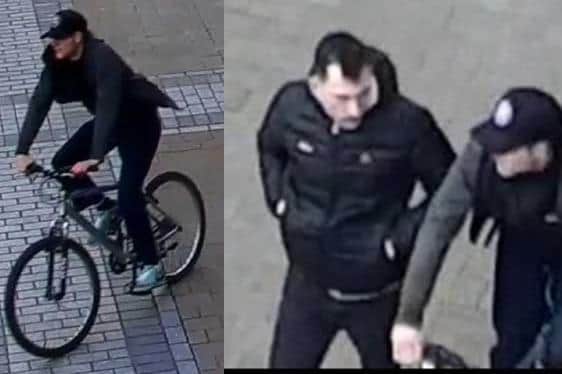 The suspect was seen on CCTV with another man who may be able to assist the investigation. Picture: WYP.