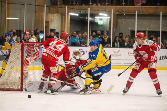 Leeds Knights can look back at the first few months of their debut season NIHL National with satisfaction, in particular their run to the Autumn Cup Final where they were edged out by Swindon Wildcats.
Picture: Bruce Rollinson
