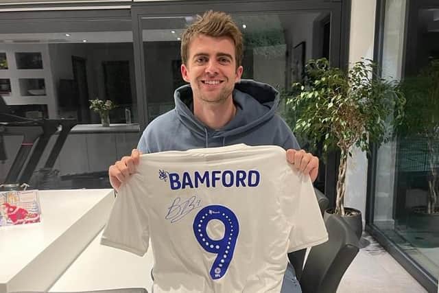 Leeds United striker Patrick Bamford raffled off his match-worn Whites centenary shirt. Pic: Patrick Bamford's JustGiving