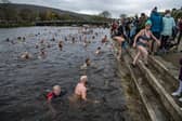 The riverside was packed for the dip