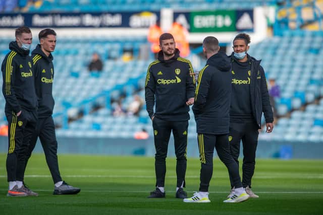 NEW YEAR: Leeds United's players check out the Elland Road pitch for their first clash of 2022 against Burnley. Picture by Tony Johnson.