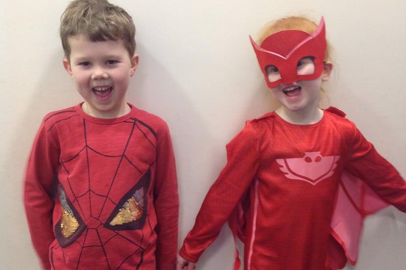 Children at Caythorpe School dressed in Red or as super heroes. EMN-210320-112832001