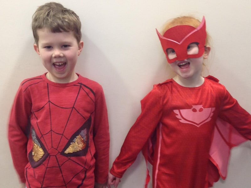 Children at Caythorpe School dressed in Red or as super heroes. EMN-210320-112832001
