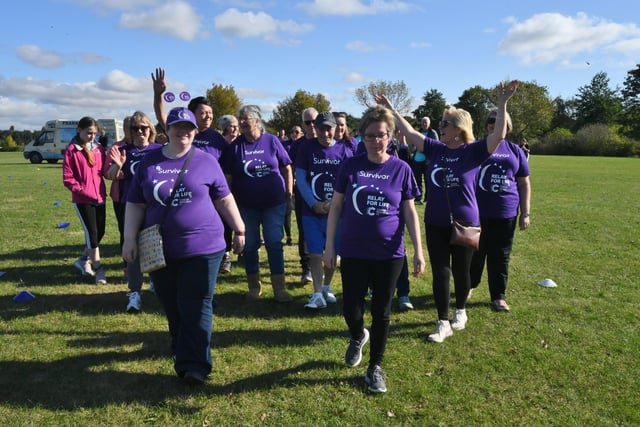 Relay for Life walk at Ferry Meadows.  The Cancer survivors team EMN-211010-211101009