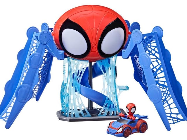 Hums with activity for SPIDEY and pals; this arachno-hub seems to come alive with SPIDEY-speak, light-up eyes, and many cool corners to play in for loads of Webtacular fun!