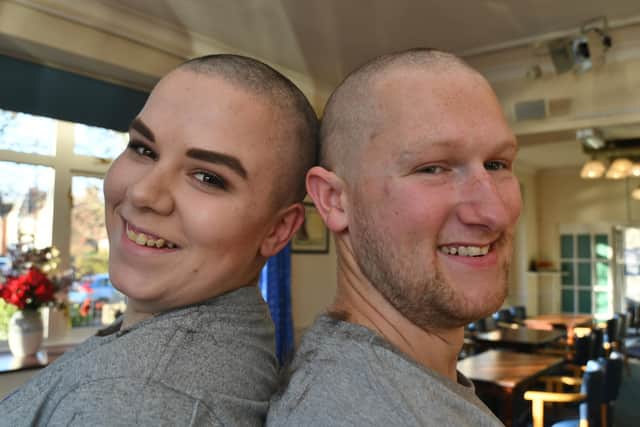 Rhiannon and friend Luke Fitzjohn, who also took part in the shave.