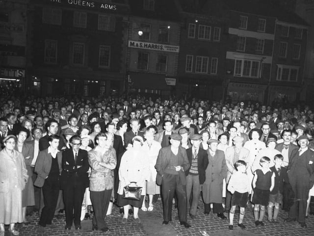 Eve of poll meeting on Northampton Market Square, October 7, 1959