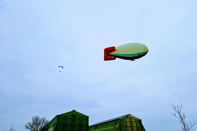 A crowd gathered to welcome the airship in Cardington. PIC: 
Future Vision Drone Services