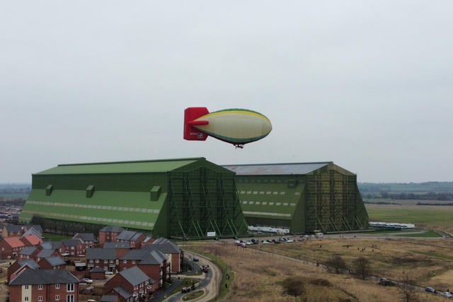 The airship stopped to refuel at the impressive Cardington sheds. PIC: 
Future Vision Drone Services