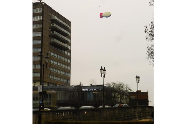 The airship flew over Bedford town centre. PIC: John Fitzgerald