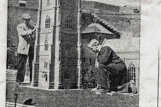 Eastbourne Model Village was built by Benjamin White and was a tourist attraction at the Redoubt Fortress from 1954 to 1975. Pictured: A newspaper cutting featuring the attraction SUS-220102-093524001