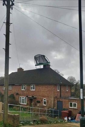 The trampoline was spotted on top of a Petworth house. Pic by Meg Cobbald