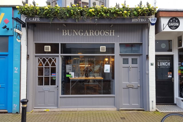 Bungaroosh Café Bistro in Bath Place has been rated number four for vegetarian places and number ten for vegan places in Worthing according to Tripadvisor