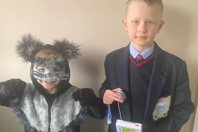 Kevin Skeith's children as Toto the ninja cat and Alex Rider the child spy..
Hayden and Reuben, pupils at Our Lady of Good Counsel. School, Sleaford. EMN-220403-125822001