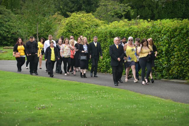The funeral of Cheryl Brookes at Hastings Crematorium on Aug 12 2021. SUS-211208-125015001