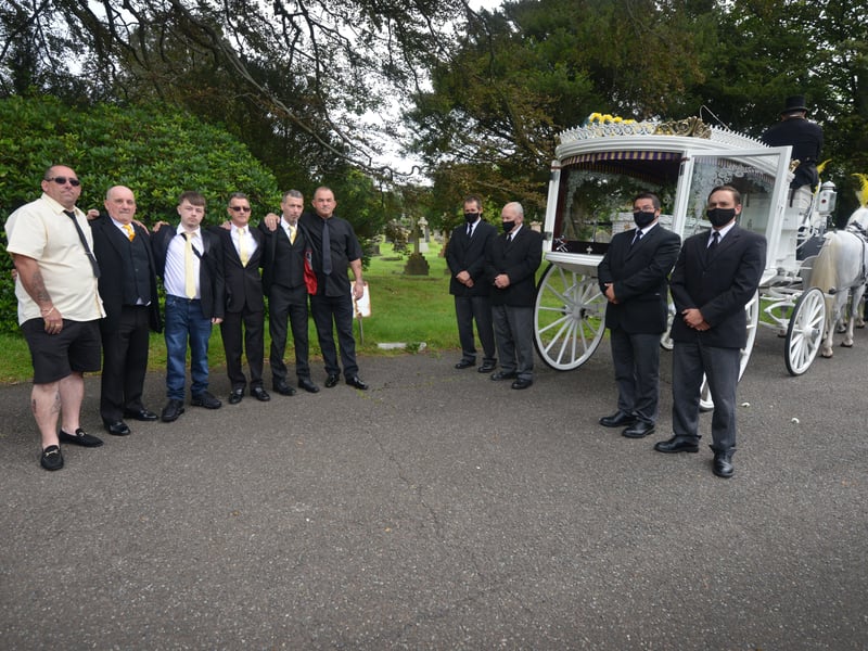 The funeral of Cheryl Brookes at Hastings Crematorium on Aug 12 2021. SUS-211208-125120001