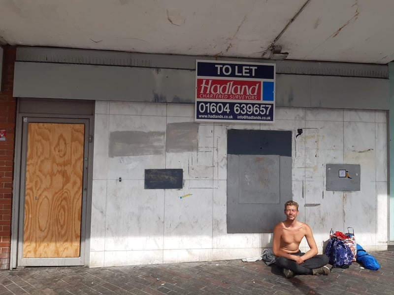 The former Royal Bank of Scotland unit in Abington Street. The man was happy to be pictured.