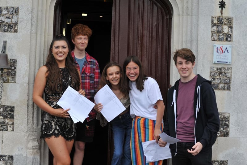Delighted students at Shoreham College celebrate their GCSE results