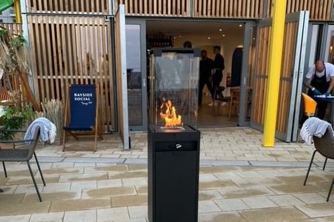 Heaters are provided in the outdoor seating area at Bayside Social in Worthing, along with blankets to keep guests warm and happy