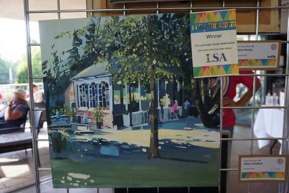 Claire Henley's painting of the Aviary Cafe building at Jephson Gardens won The LSA Exhibition award.