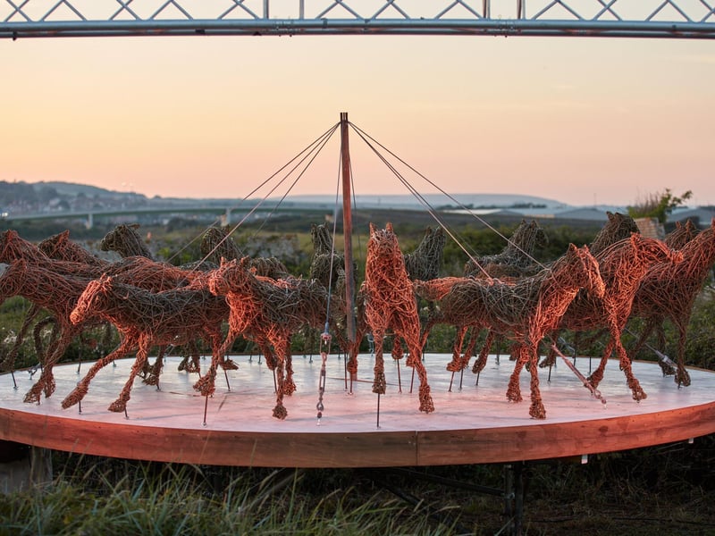 ‘Listening Sleepers’ installation by sculptor Christian Funnell and sound artist Hal Wheeler, in collaboration with Chailey Heritage, with actors dressed as nurses on the site of Chailey Heritage Marine Hospital. (Photo: Alex Franklin Photography)