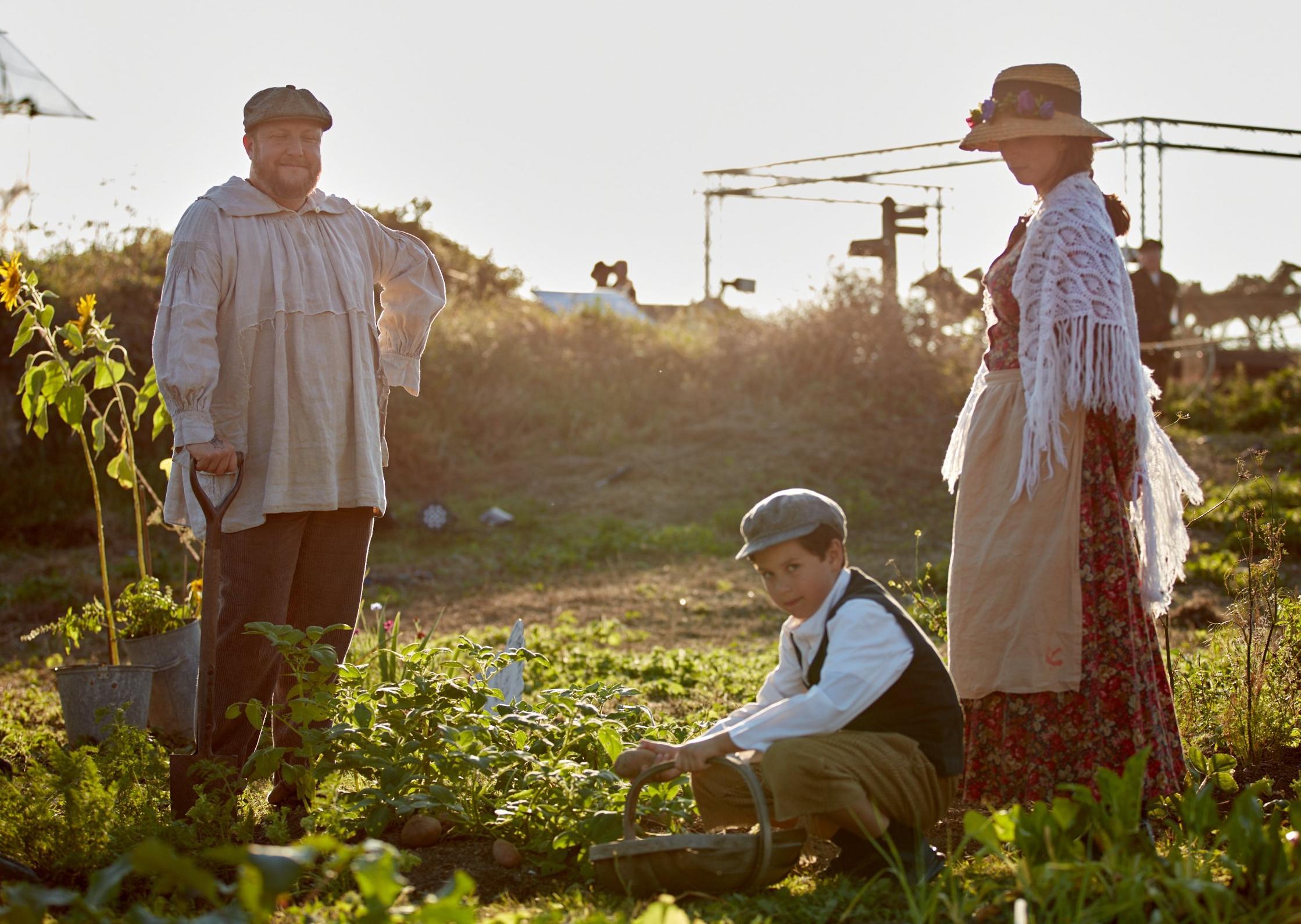 Actors in costume on the Community Garden at Tide Mills (Photo: Alex Franklin Photography)