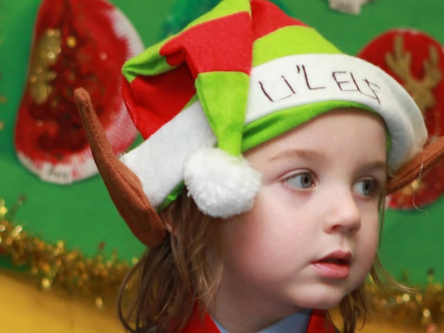 'Domhnaill as one of the elfs in Ballymagroarty Irish Schools Nativity play. (2312JB12)