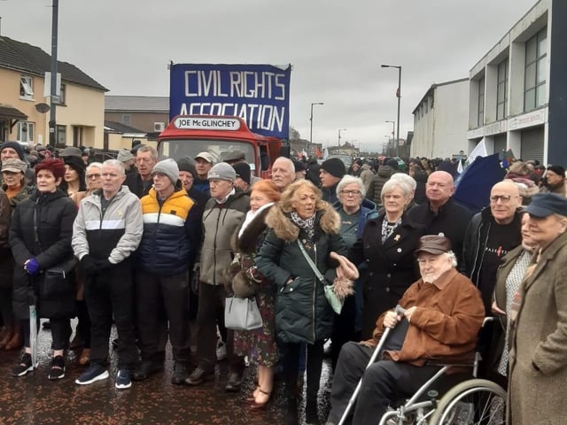 People gathered for the recreation photo ahead of this afternoon's march.