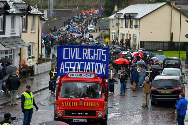 The Bloody Sunday March Committee’s Annual Bloody Sunday March moves along Brandywell Road  on Sunday afternoon last. Photo: George Sweeney, DER2205GS – 036