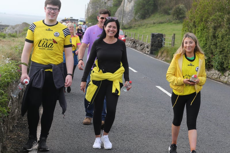Taking part in the fundraising event from Carnlough to Cushendall in memory of Lisa McAlister. Picture: Kevin McAuley/McAuley Multimedia