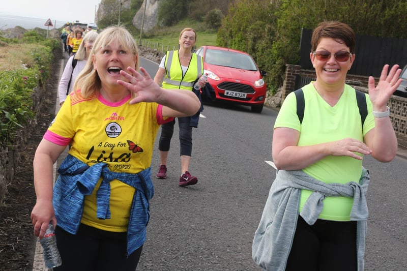 Margaret Ann McKillop and friends pictured during the Run-Walk-Cycle in memory of Lisa McAlister between Carnlough and Cushendall.  Picture:  Kevin McAuley/McAuley Multimedia