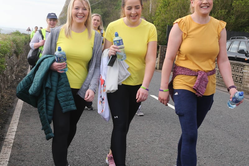 Stepping out along the Antrim coast road during the fundraising event to raise funds for mental health awareness. Picture: Kevin McAuley/McAuley Multimedia