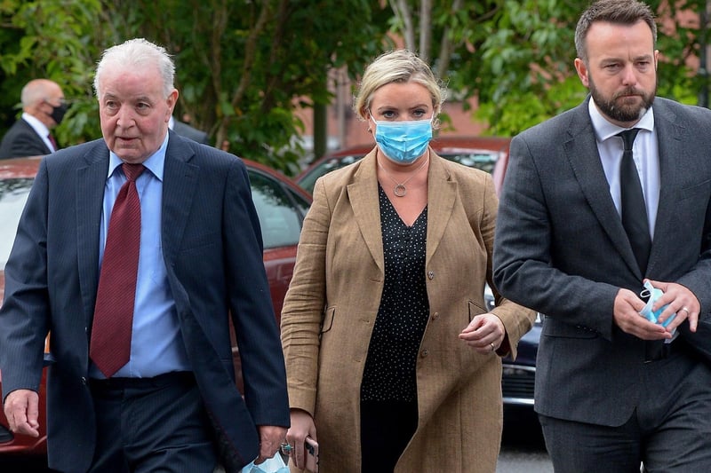 John Tierney, Rachael Eastwood and SDLP leader Colum Eastwood MP arriving at St Eugeneâ€TMs Cathedral for a Requiem Mass for Pat Hume on Monday morning. George Sweeney.  DER2136GS â€“ 048