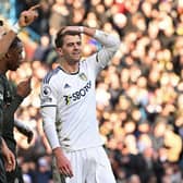SWAMPED: Leeds United striker Patrick Bamford by Chelsea threats at Stamford Bridge. Photo by OLI SCARFF/AFP via Getty Images.