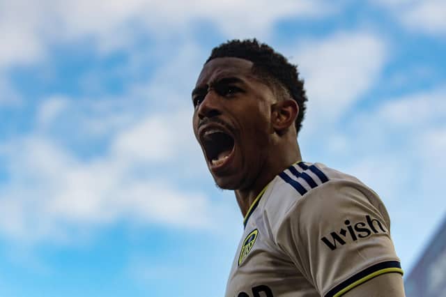 Junior Firpo celebrates his goal.
Leeds United v Southampton. Premier League. Elland Road.
Picture Bruce Rollinson
25 February 2023.