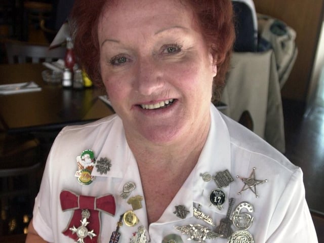 This is Rita Gilligan pictured at the opening in Leeds. She had worked for the Hard Rock Cafe for 32 years starting back in June 1971.