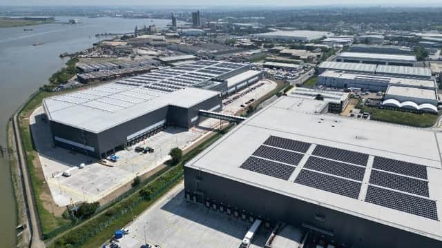 Lidl’s new Belvedere warehouse buildings. Construction work has also started at its 38-acre site in Gildersome, Leeds. (Photo supplied by Lidl GB)