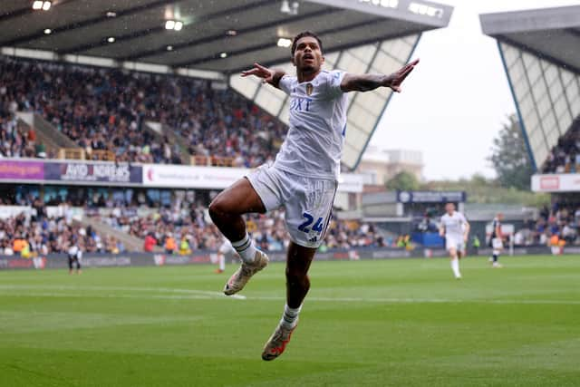 GOOD DAY: For Leeds United's Georginio Rutter, pictured celebrating his strike in Sunday's 3-0 win at Championship hosts Millwall. Photo by Alex Pantling/Getty Images.