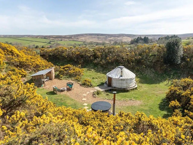 This yurt near Whitby offers a secluded, off-grid retreat complete with barbecue area, fire pit and stunning views. Sharing an old quarry with a Gypsy caravan, it is a unique place enjoy the beauty of the North York Moors National Park. It has a rating of 4.99 stars from 180 reviews, with one guest saying: "We loved our stay and would highly recommend. The pictures of the yurt's surroundings, although beautiful, do not do it justice."