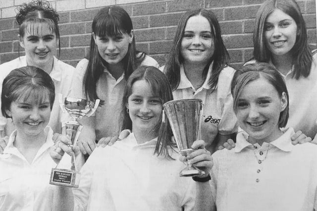 Kirkcaldy High School’s netball team with the Fife schools title won in April 1999.
Back row: Kimberley Fleming, Nicola Thomson, Kirsty Marshall, Alison Burza.
Front: Laura Matthews, Lorraine Aikman, and Claire Wilkie.