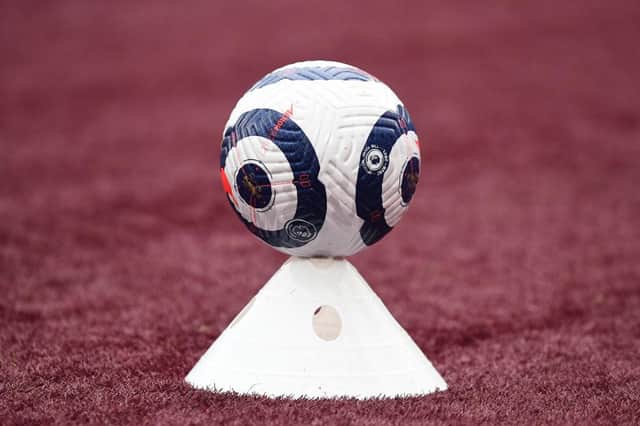 Premier League match ball. (Photo by Neil Hall - Pool/Getty Images)
