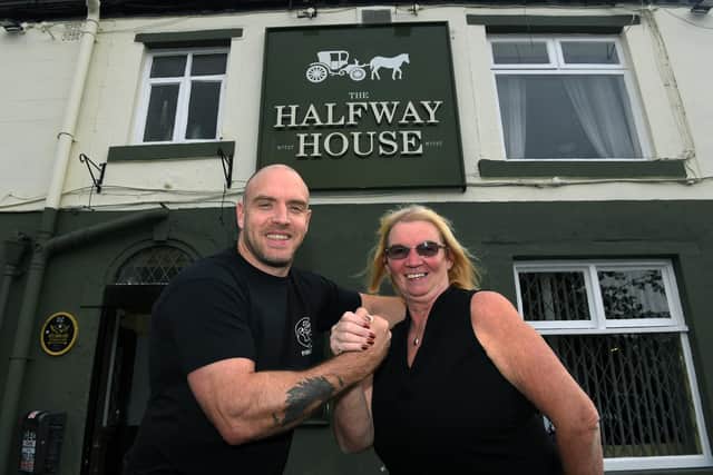 Christine Clark and Dan Hanlon, who have co-organised the first 'Yorkshire Open' arm wrestling event at The Halway House in Stanningley this Saturday. Photo: Jonathan Gawthorpe
