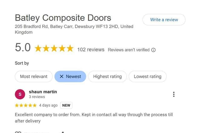Batley Composite Doors is celebrating after attaining over 100 5* Google Reviews.