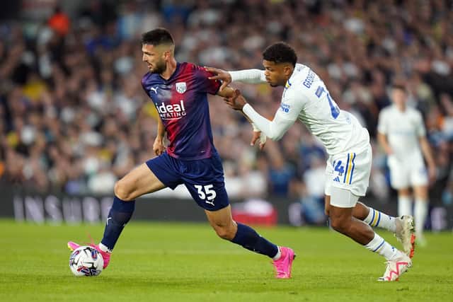 MESSAGE: From Whites forward Georginio Rutter, right, to Leeds United's fans, the Frenchman pictured challenging West Bromwich Albion's Okay Yokuslu in this month's 1-1 Championship draw at Elland Road. Photo by Danny Lawson/PA Wire.