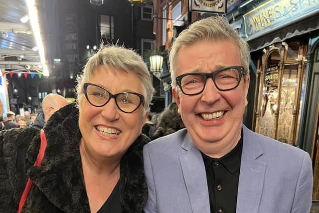 Karen with Howard Middleton of early Bake Off series