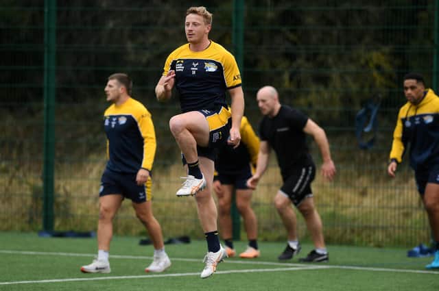 Australian full-back Lachie Miller, pictured at training today (Tuesday), is set to make his first appearance for Leeds Rhinos in the Boxing Day game against Wakefield Trinity. Picture by Jonathan Gawthorpe