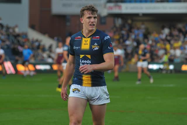Fergus McCormack made his Super League debut in Leeds Rhinos' 52-0 hammering of Huddersfield Giants. Picture by Steve Riding.