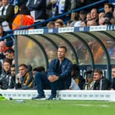 Jesse Marsch and staff in the dugout.
Leeds United v Fulham FC. Premier League. Elland Road Stadium
23 October 2022.  Picture Bruce Rollinson